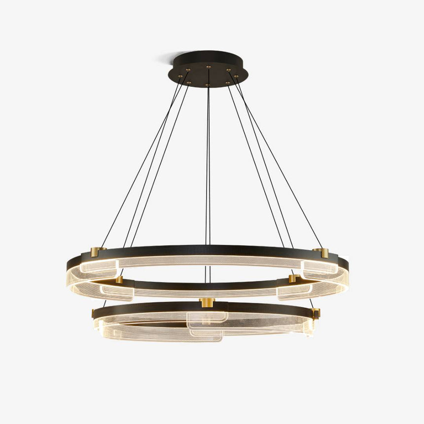 Two-Tier LED Chandelier in Black and Gold Finish OpalDwell