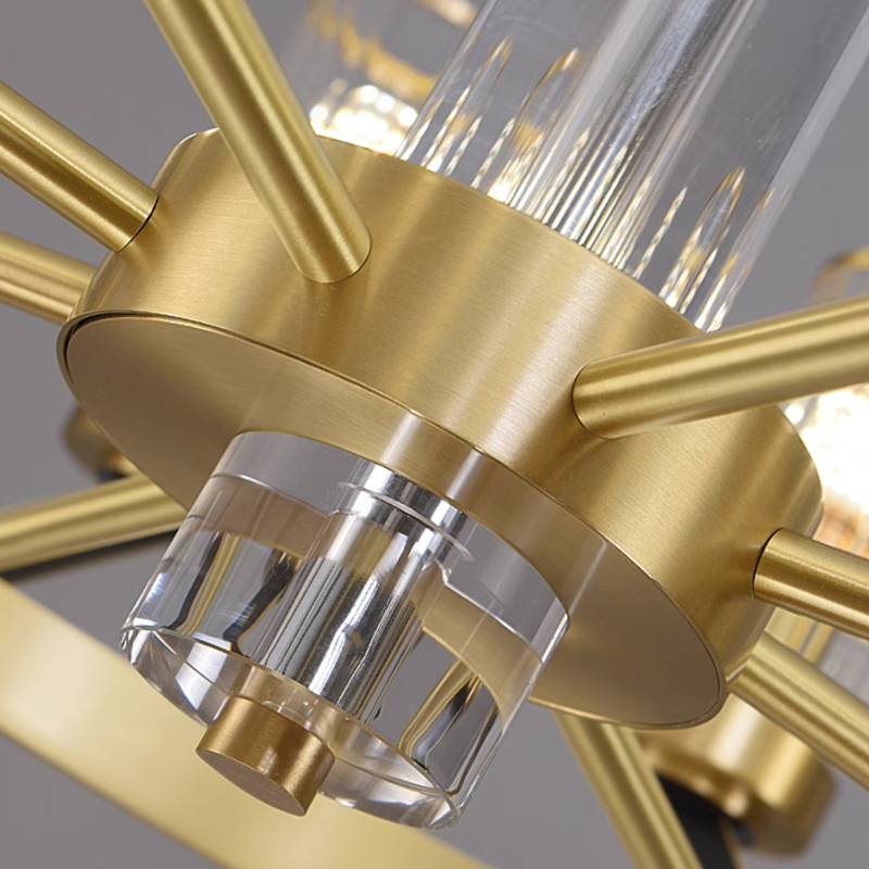 Gold Glass Cylinder Chandelier for Hotel Interiors