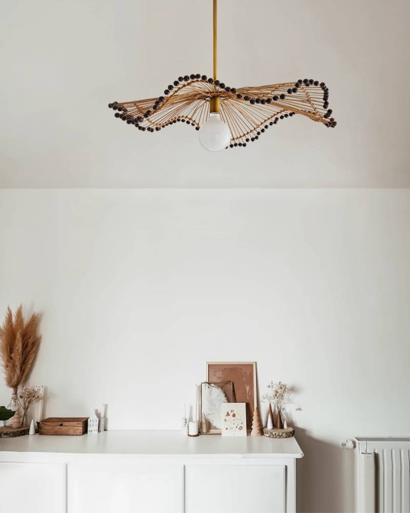 Woven Rattan Pendant Lamp Wabi-Sabi Style Design