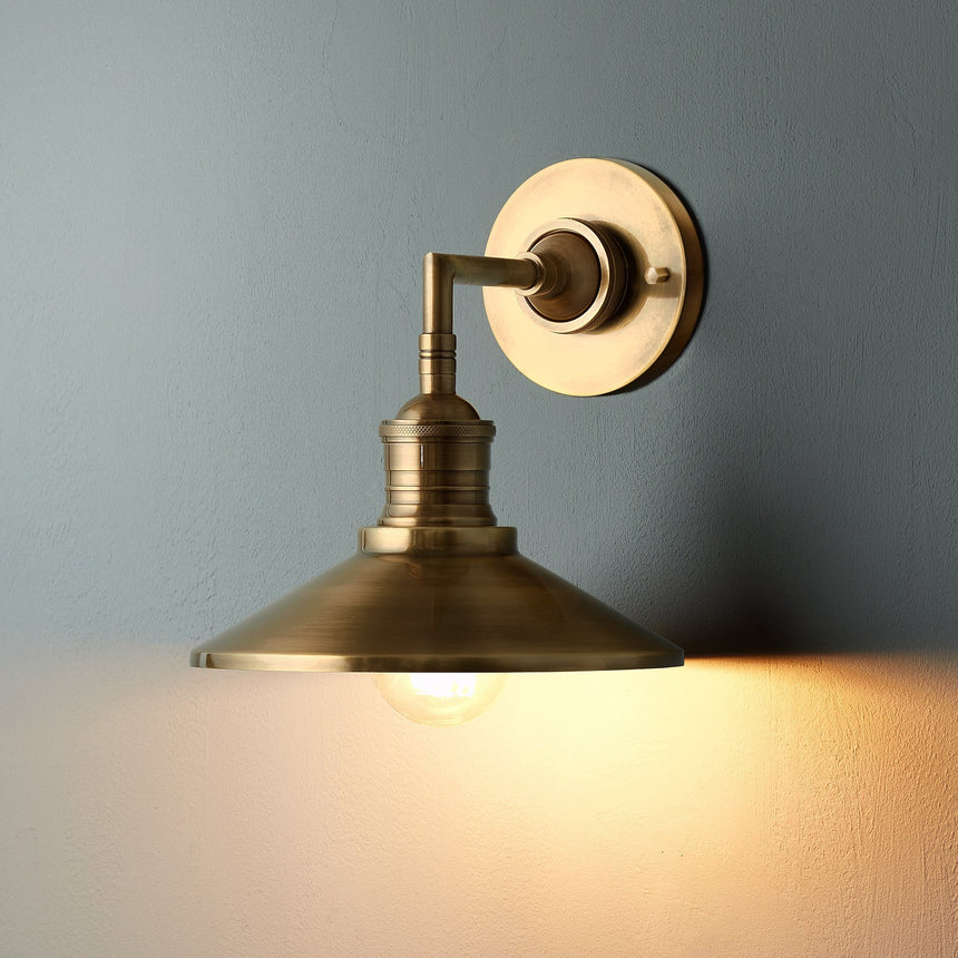 Cone Wall Lamp Side View Exposed Bulb Detail