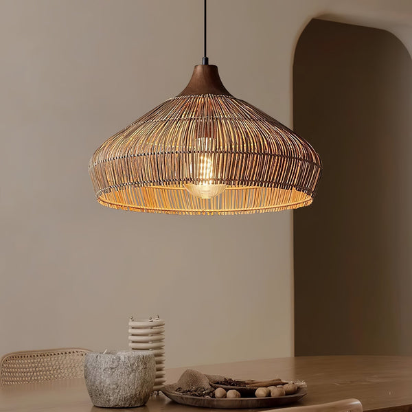 LumaWeave Hanging Lamp – Woven Texture for Bohemian Decor