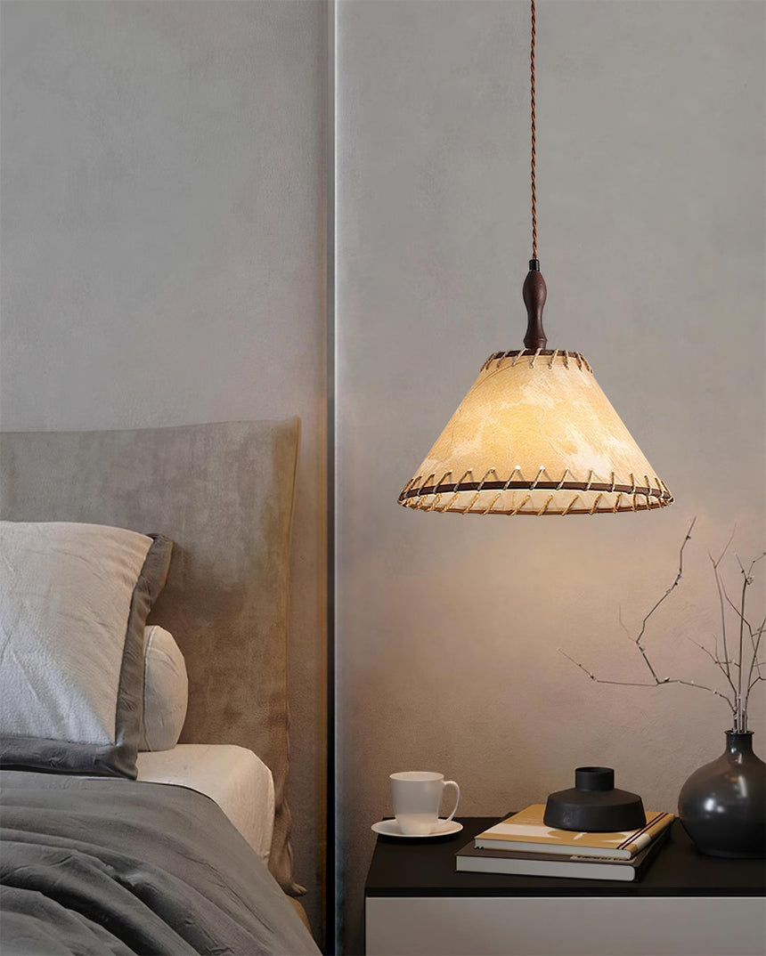 Wood Pendant Light Silhouette Detail View - OroDwell