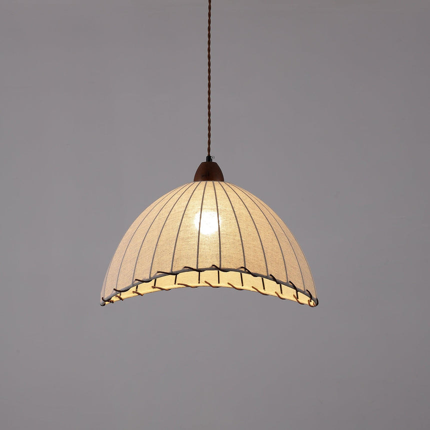 Pendant Light In Wood And Fabric Finish - OroDwell