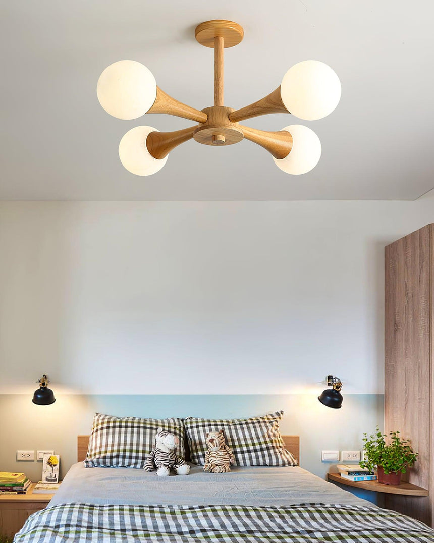 Wood Pendant Light Living Room Ceiling Accent View - OpalDwell