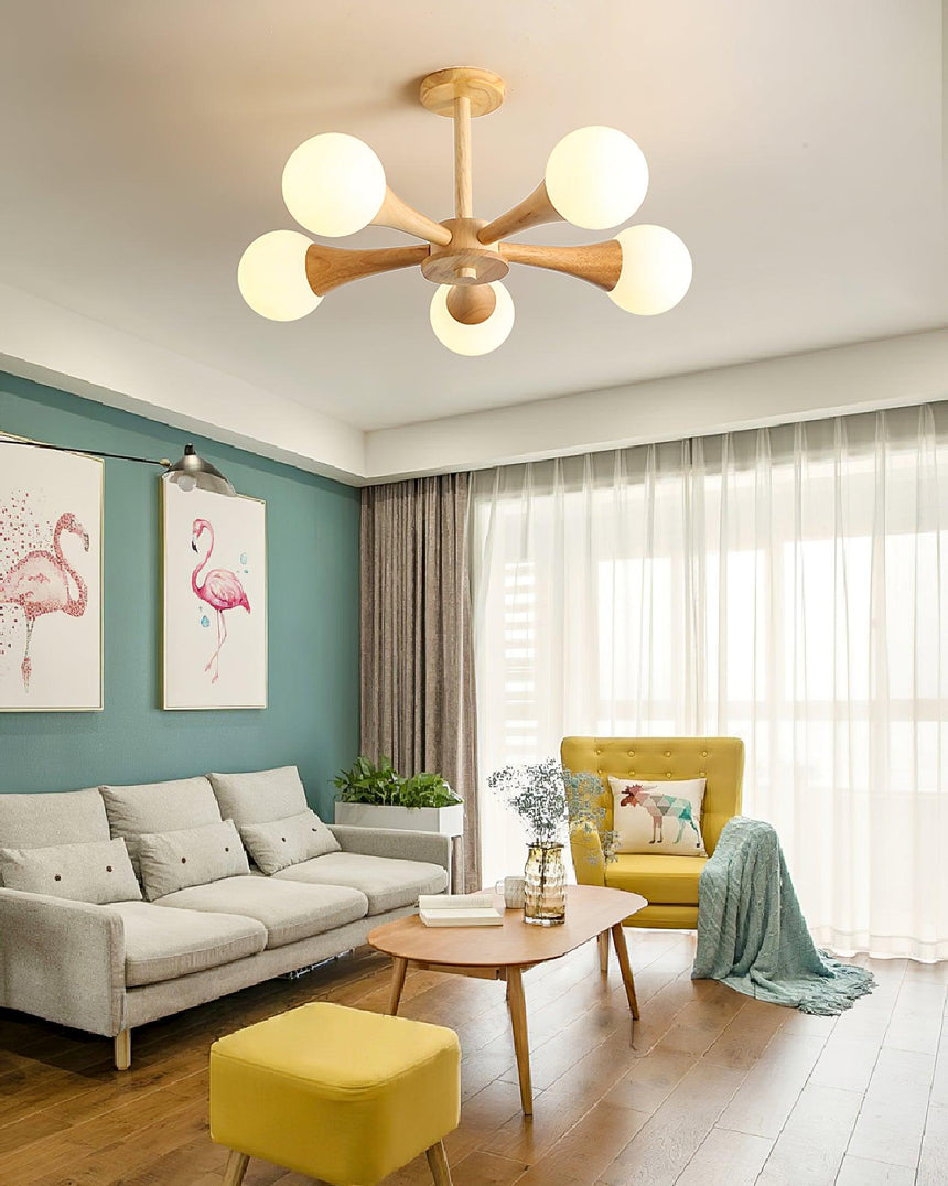 Wooden Pendant Lamp Flexible Lampshade Options Detail - OpalDwell