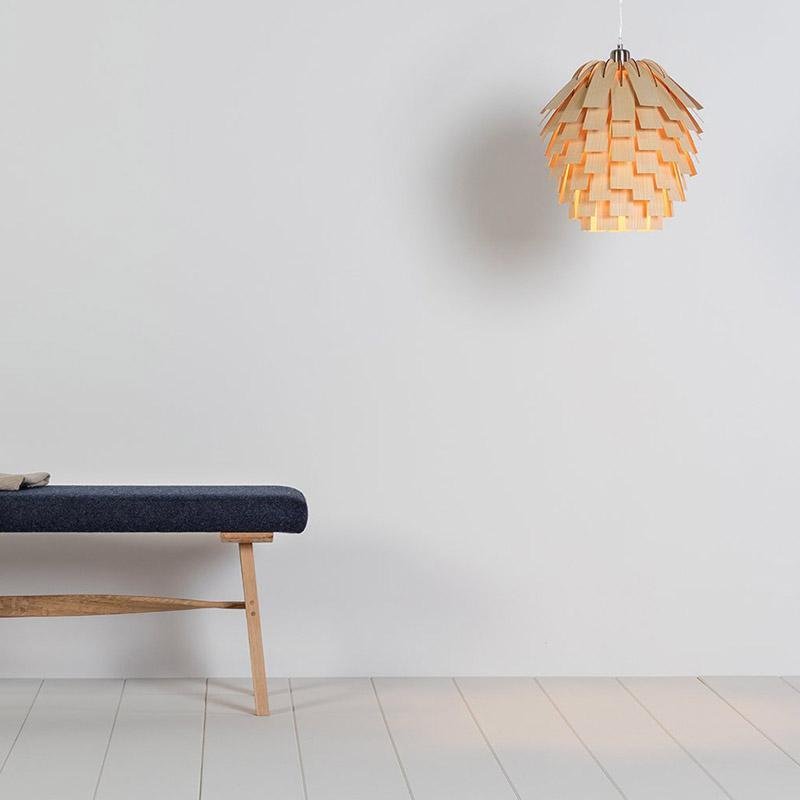 Wood pendant lamp for modern and rustic interiors