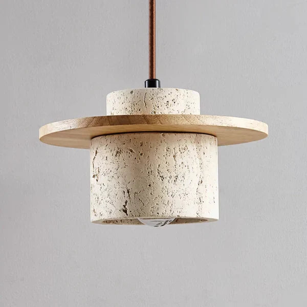 Travertine and metal chandelier for dining room