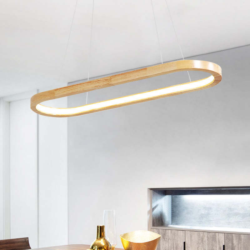 Wood Pendant Lamp Close-Up of LED Strip