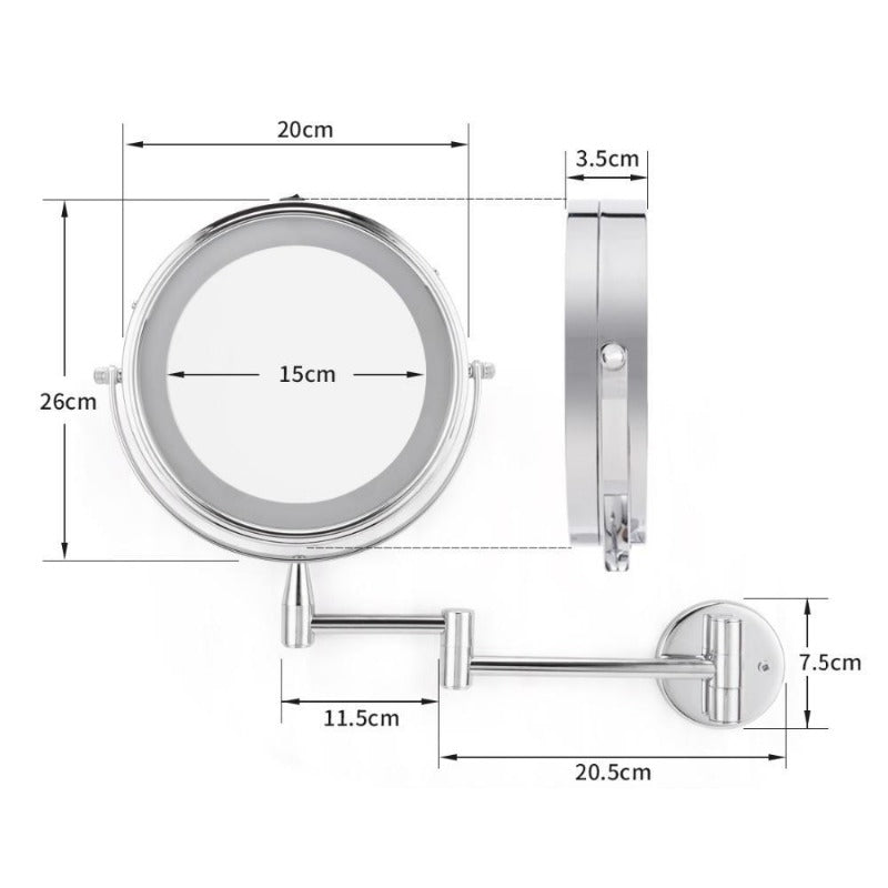 Led wall mount makeup mirror for small bathroom spaces