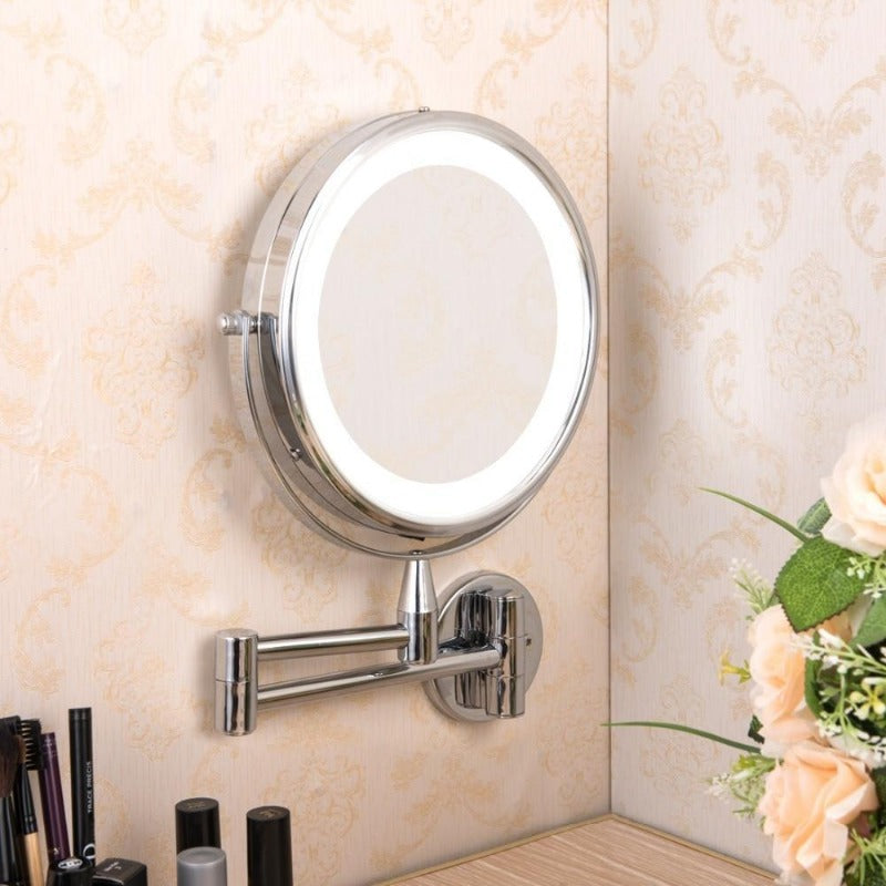 Led wall mount makeup mirror - 1x and 7x magnification