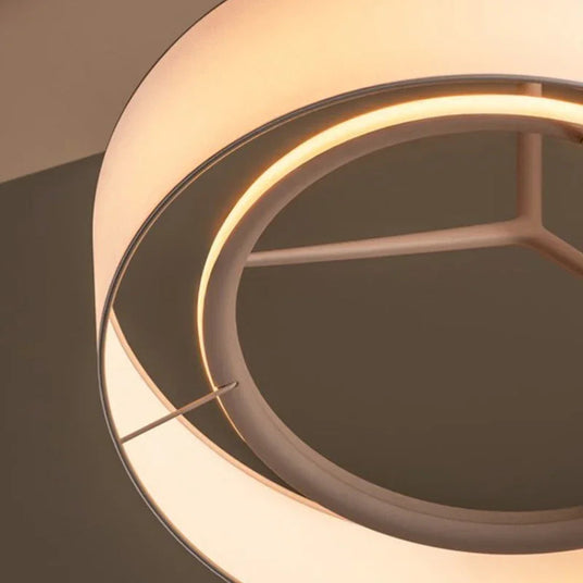 Close view of the lit ring inside the open shade