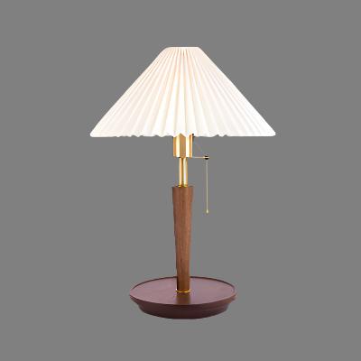 CedarGlow Table Lamp with Pleated Fabric Shade
