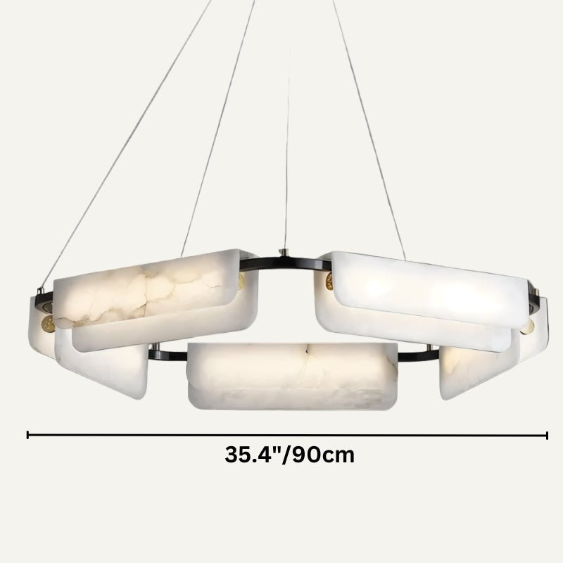 Dimension drawing of the ring at 35.4 inches across, the widest of the three