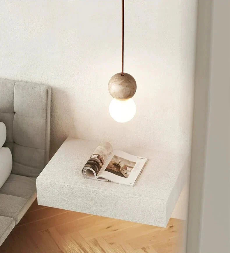 Stone Pendant Light with Adjustable Cord Design