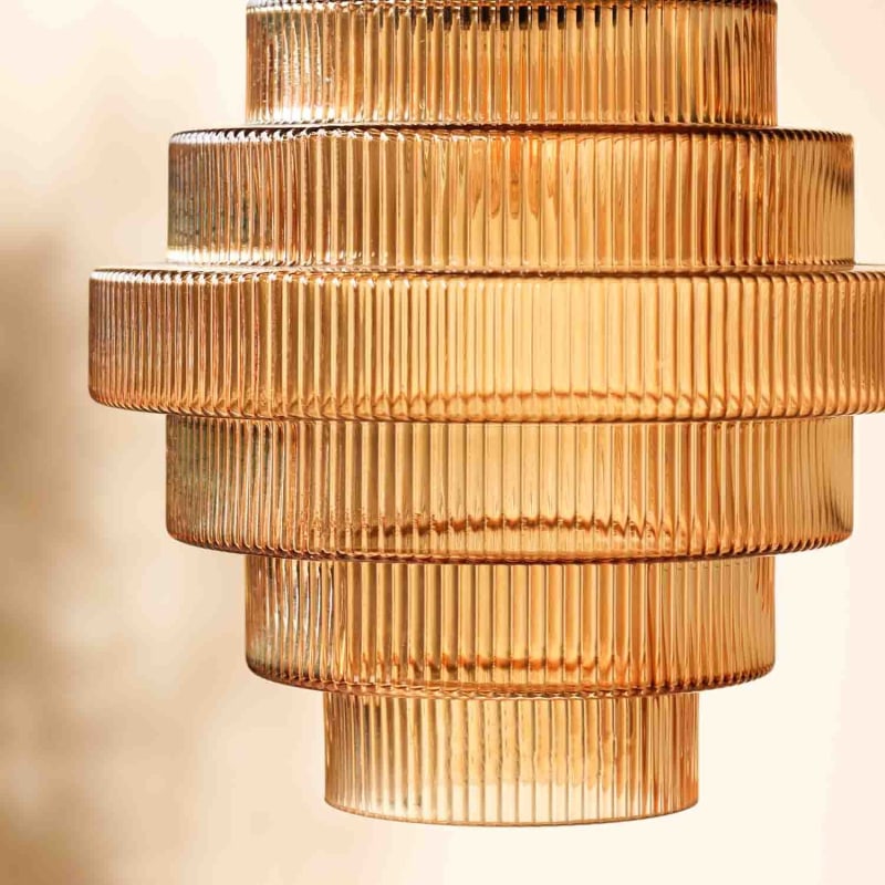 Brass and glass hanging lamp for living room accent