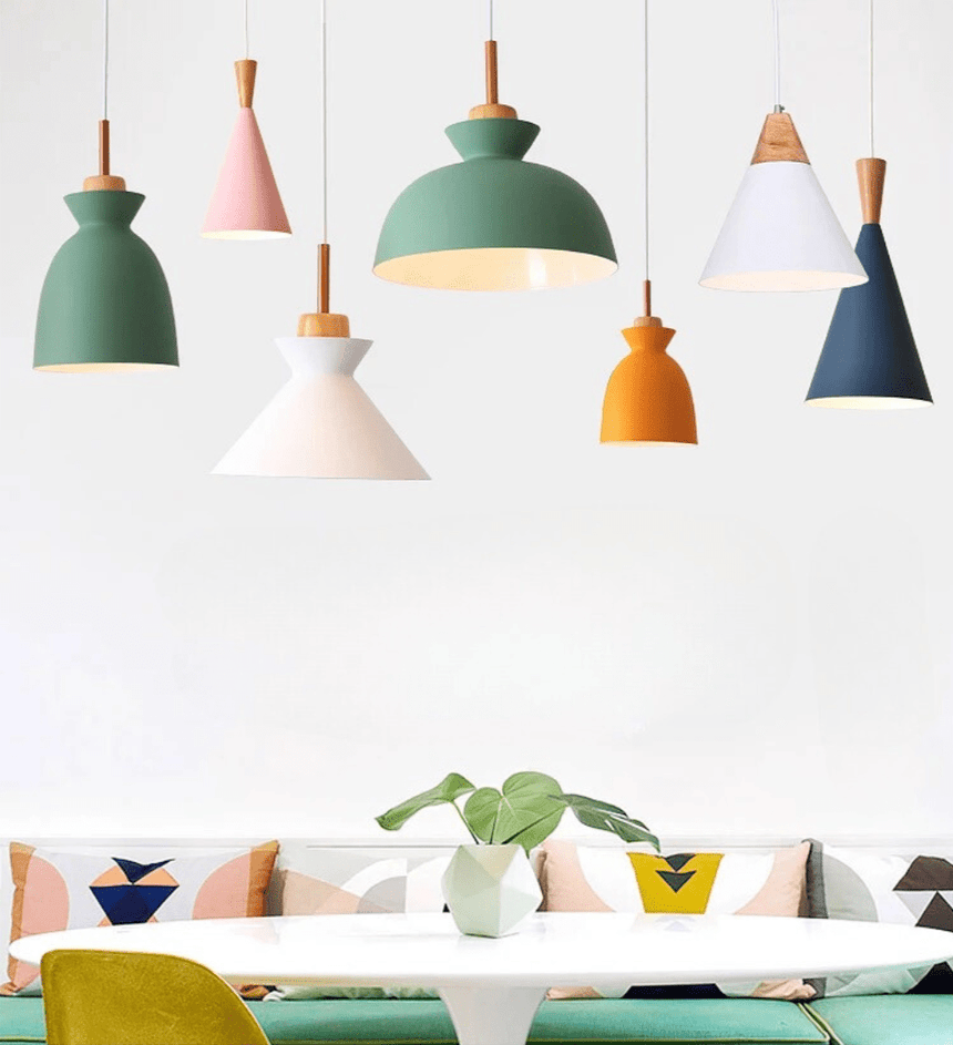 Brinley Metal Pendant Light – square painted design | OroDwell