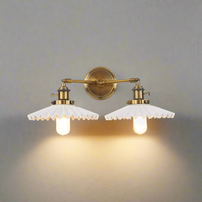 Aurelia Wall Lamp - Ceramic and Iron Vintage-Inspired Antique Gold Design | OroDwell