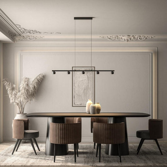 Steel and acrylic pendant light with warm glow