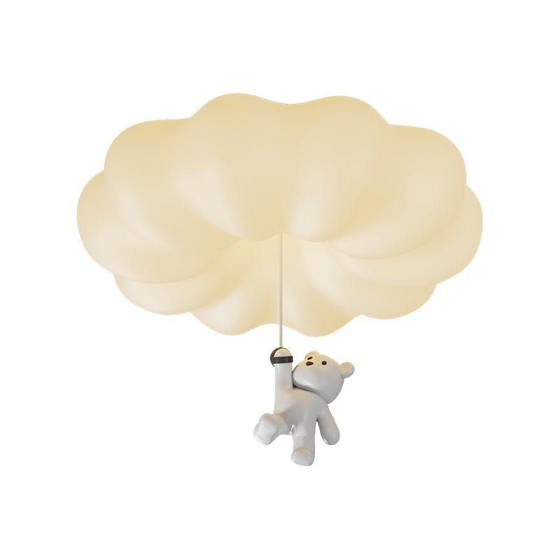 Lit cloud shade with the bear hanging below it, shown on a plain background