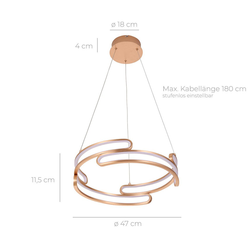 Metal pendant light with adjustable hanging depth