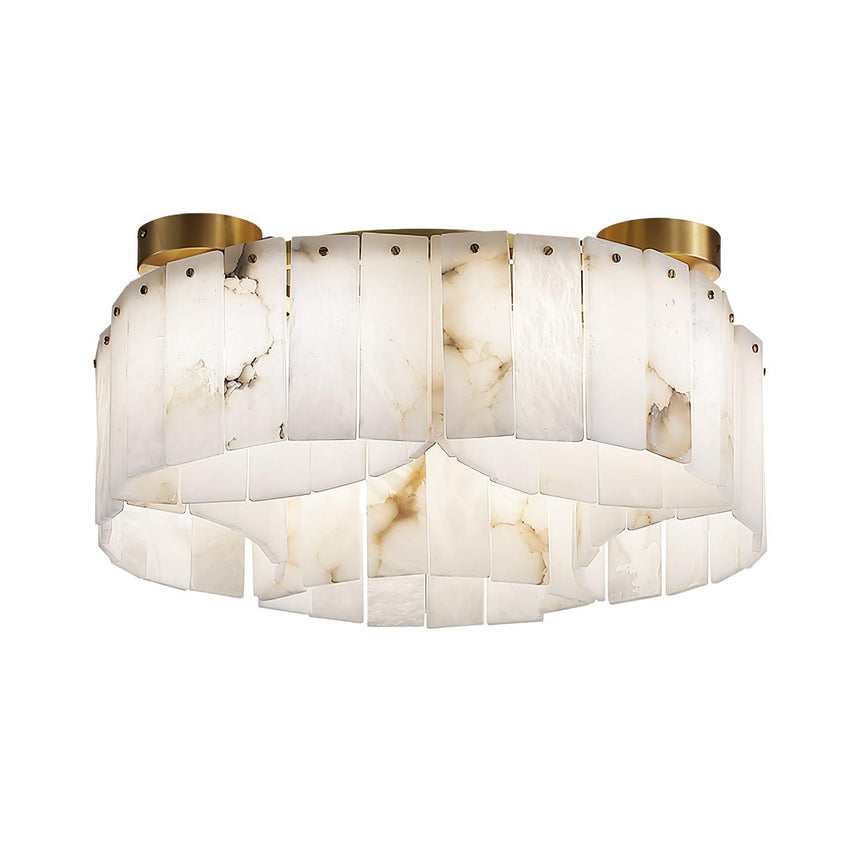 Alabaster panel ceiling light on a pale backdrop seen from the side