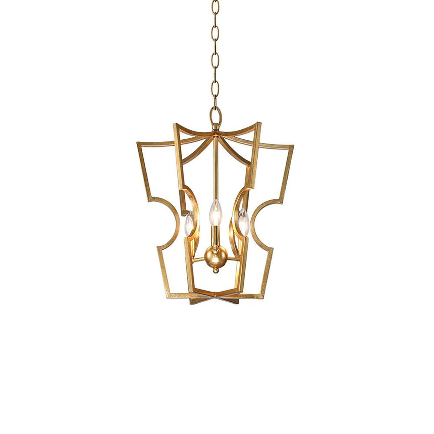 The scalloped frame seen unlit against plain white, chain and canopy above