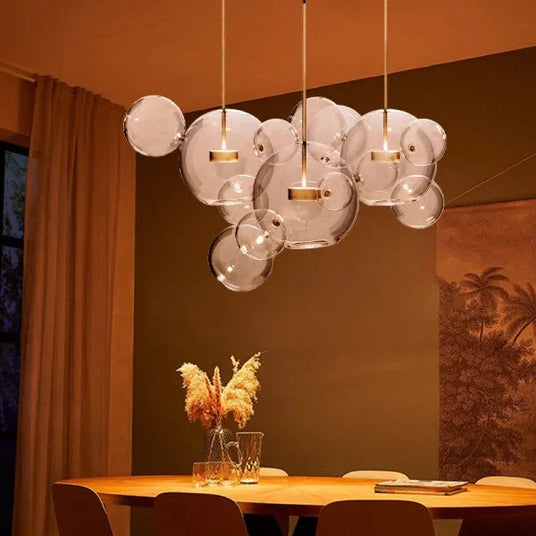 Bubble pendant light multiple ball configuration