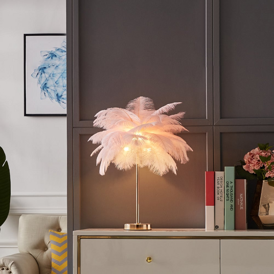 Feather Table Lamp Warm Ambient Light