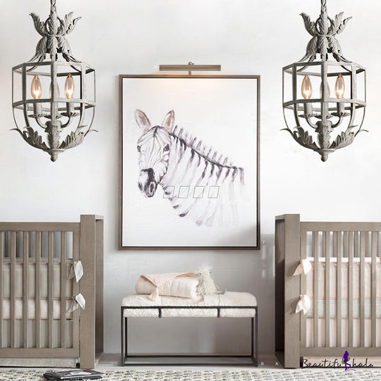 A pair of them lit in a nursery either side of a large framed animal print