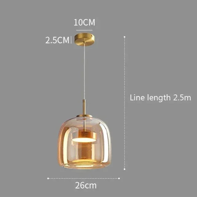Dimension card for the 26 cm shade in amber
