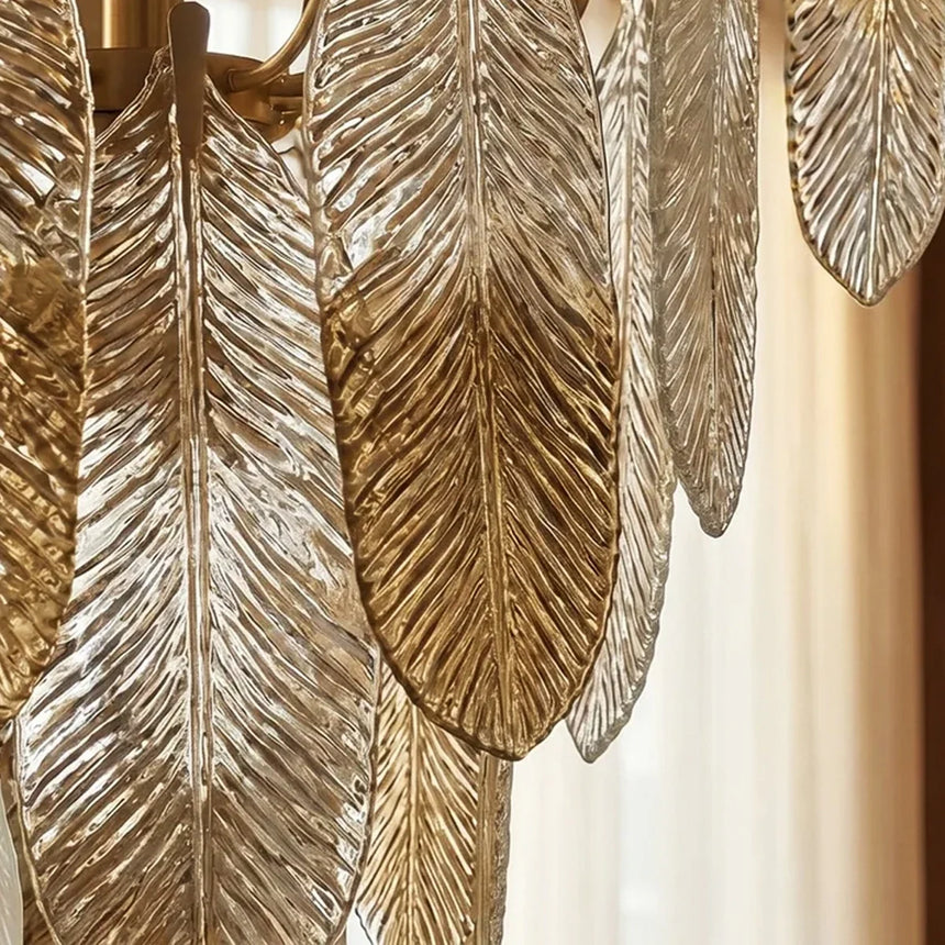 The ribbed texture of two shades, one gold and one frosted, seen very close