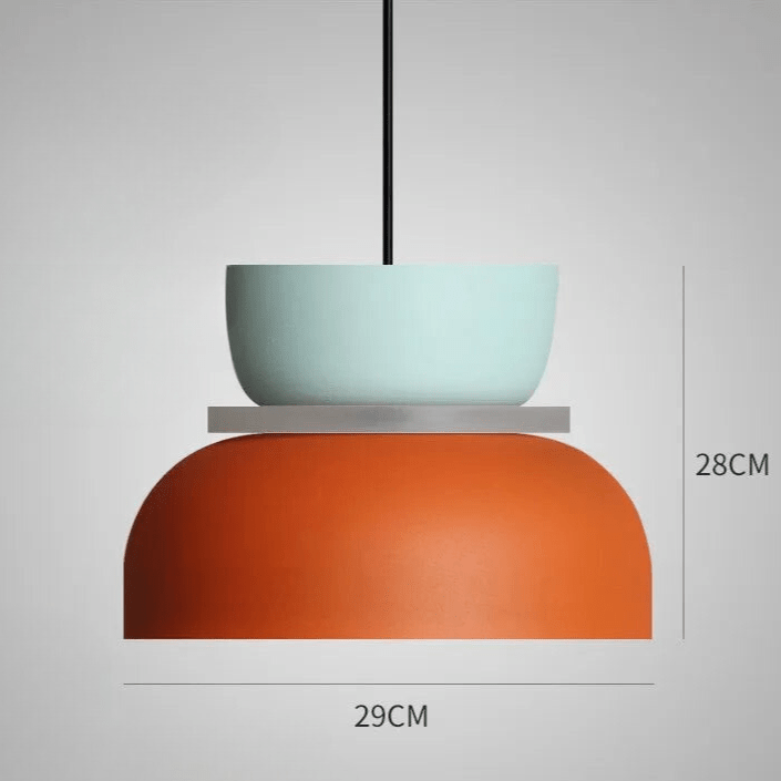 White pendant light side angle view