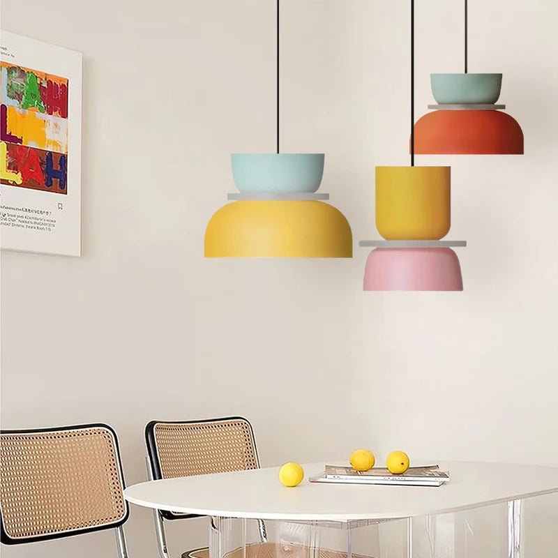 White pendant light LED square design for dining room
