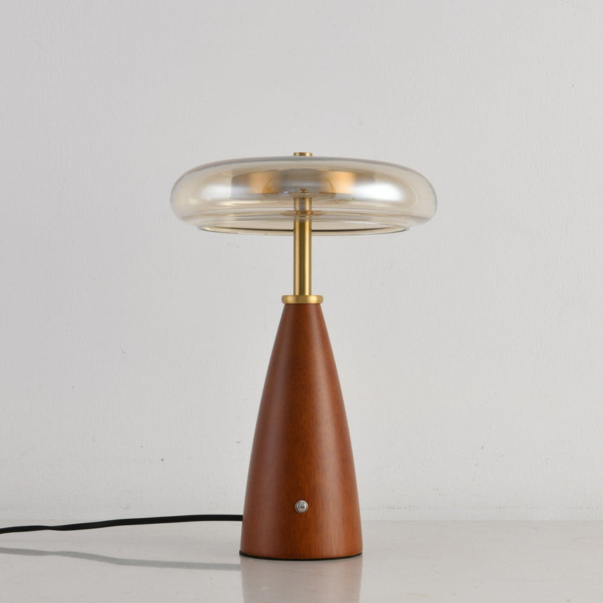 The tall model of the clear glass table lamp seen from the front