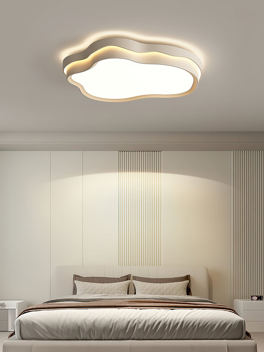 Cloud light fixture switched off, showing the white finish on both the frame and the diffuser