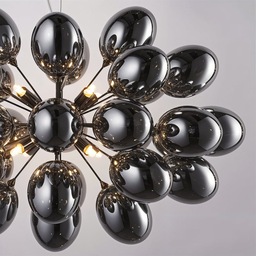 The cluster from underneath, showing how the shades gather around the lamp hub