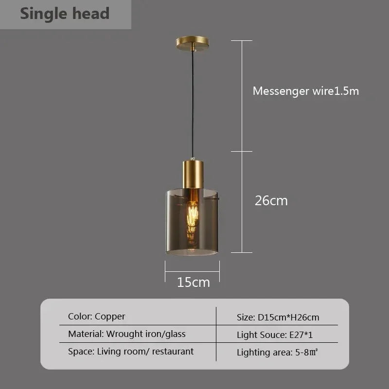 The single pendant drawn with its 15 cm width and 26 cm height marked