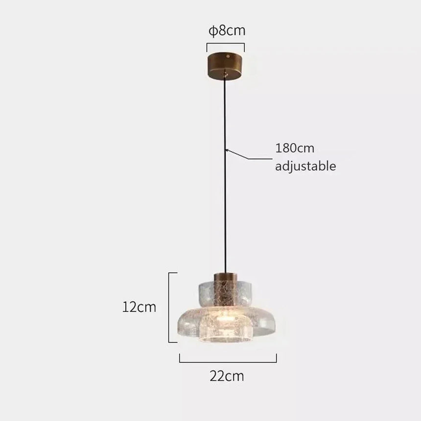 The shade drawn with its 22 cm width, 12 cm height and 180 cm cord
