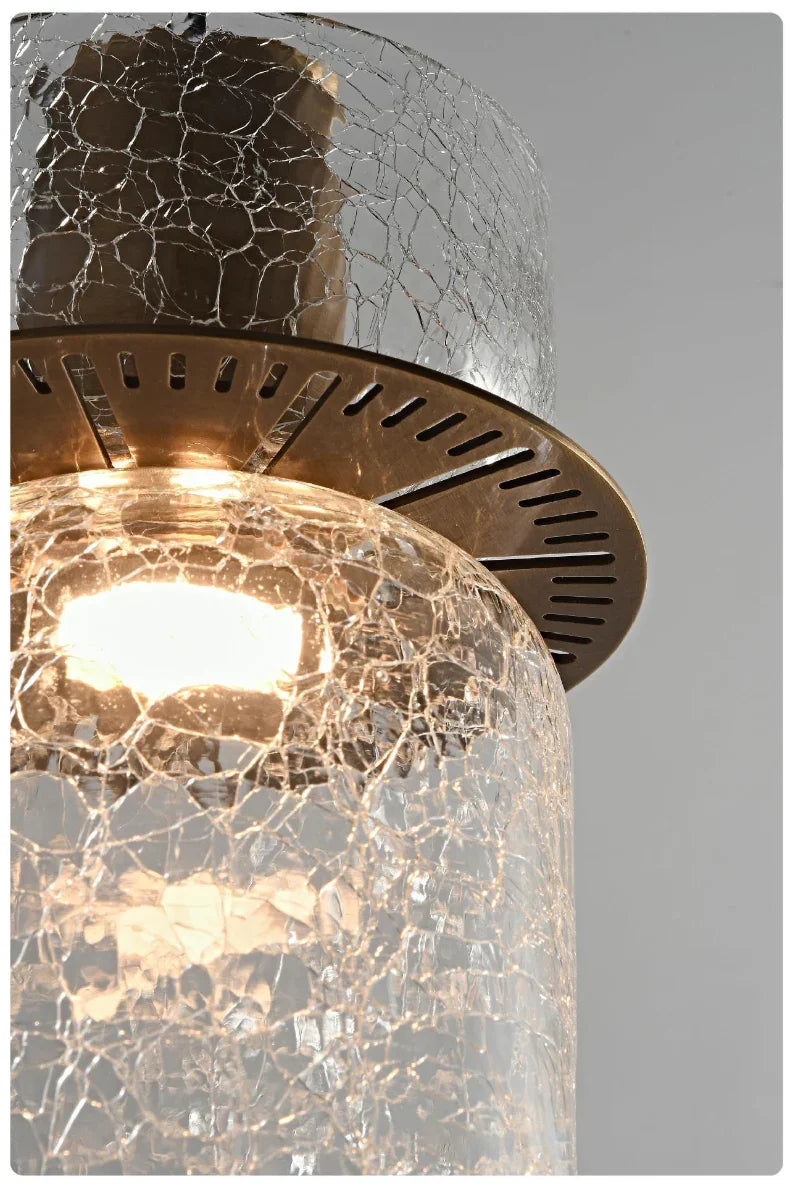 Two crackle shades lit close together showing the cracked texture glowing