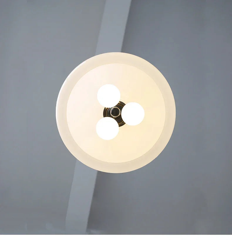 The dome seen from below showing the three lamp sockets inside it