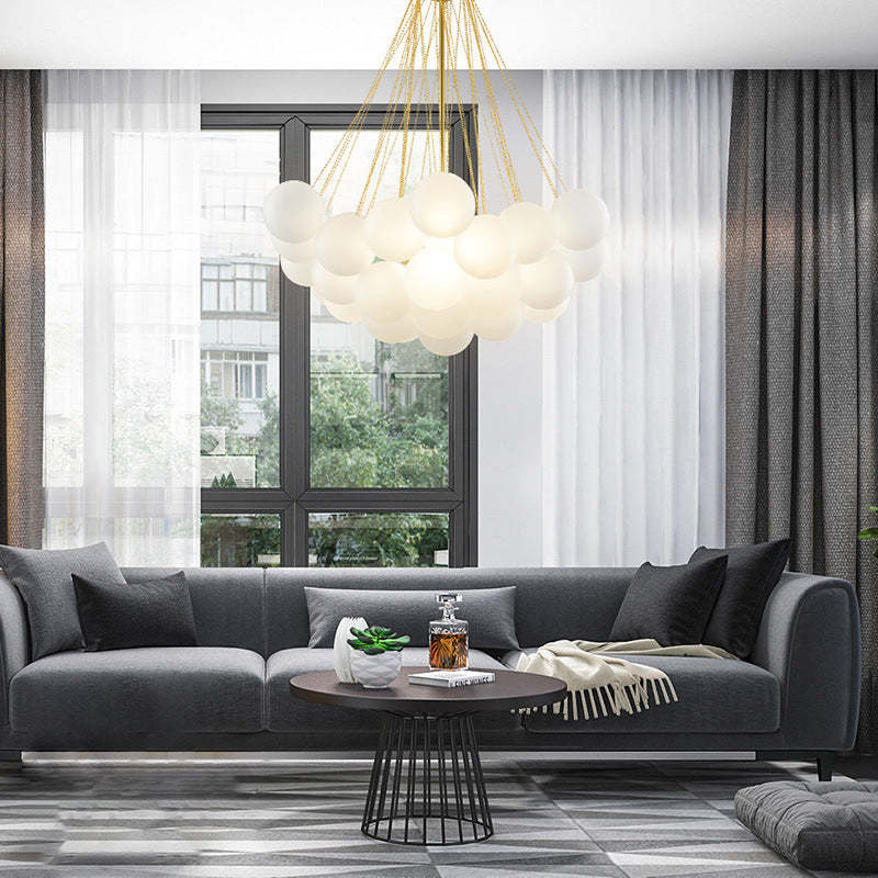 Glass hanging lamp size comparison view