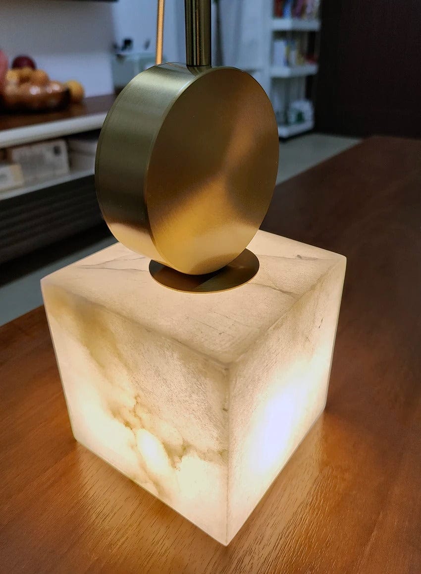 Close-Up of Marble and Gold Pendant Light Detail