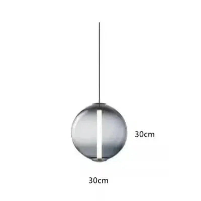The gradient soot sphere drawn with its 30 cm width marked