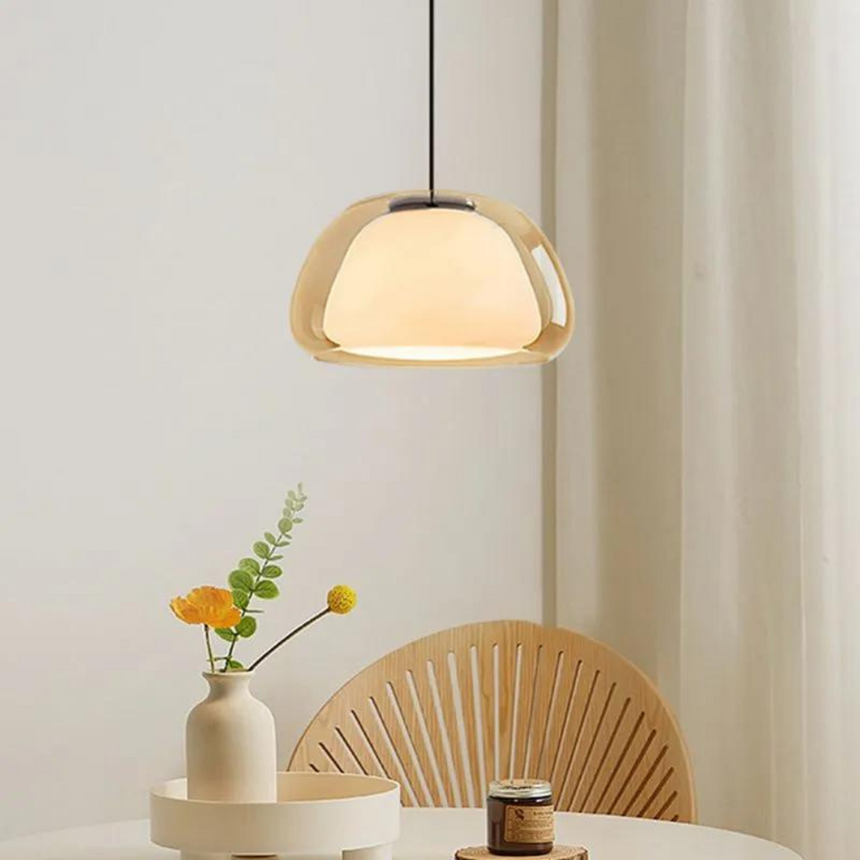 Luminex Double Glass Dome Pendant Light clean lines close-up - OpalDwell