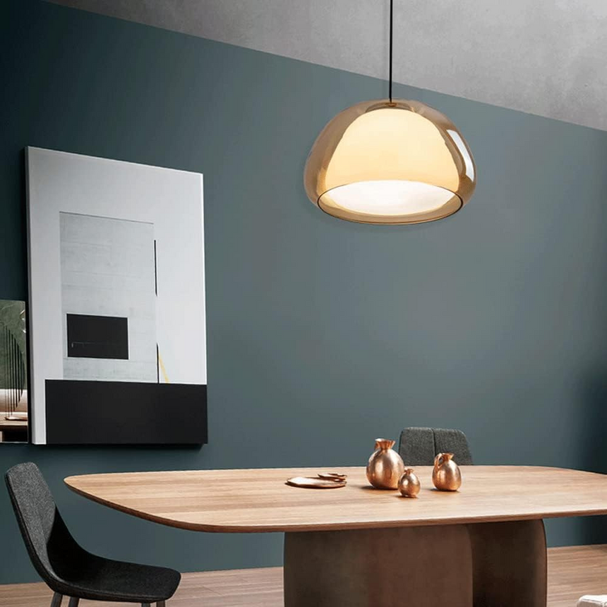 Luminex Double Glass Dome Pendant Light top view ceiling mount - OpalDwell