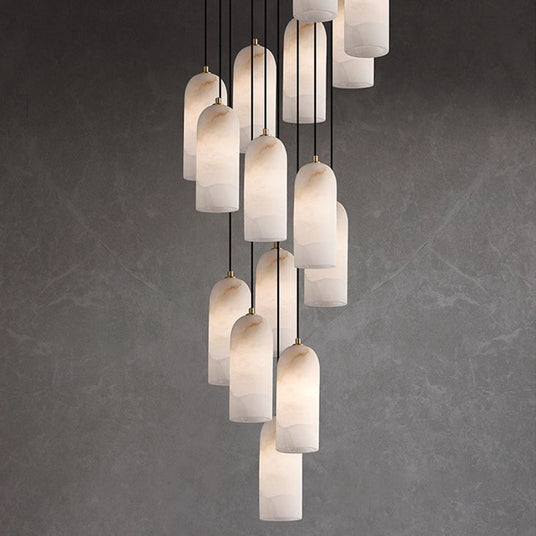 Marble Pendant Light with Copper Accents Detail