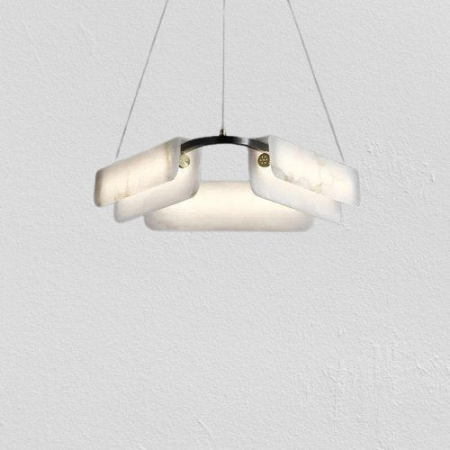 Alabaster chandelier focal point for living room
