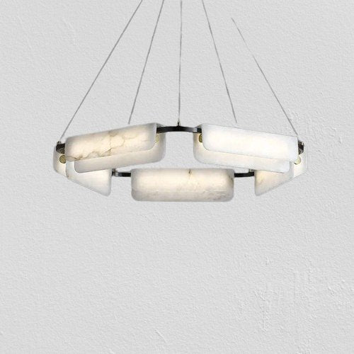 Chandelier with genuine stone accent detail