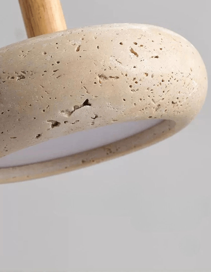Stone pendant lamp texture close-up detail