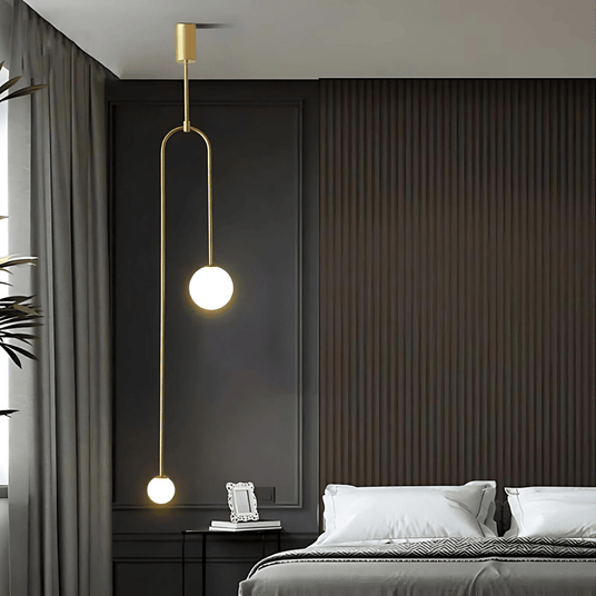 Metal pendant lamp G9 bulb close-up
